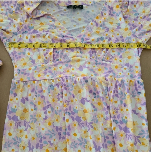 Eloquii Floral Long Bubble Sleeve V-neck Tiered Ruffle Hem Maxi Dress - Picture 5 of 7